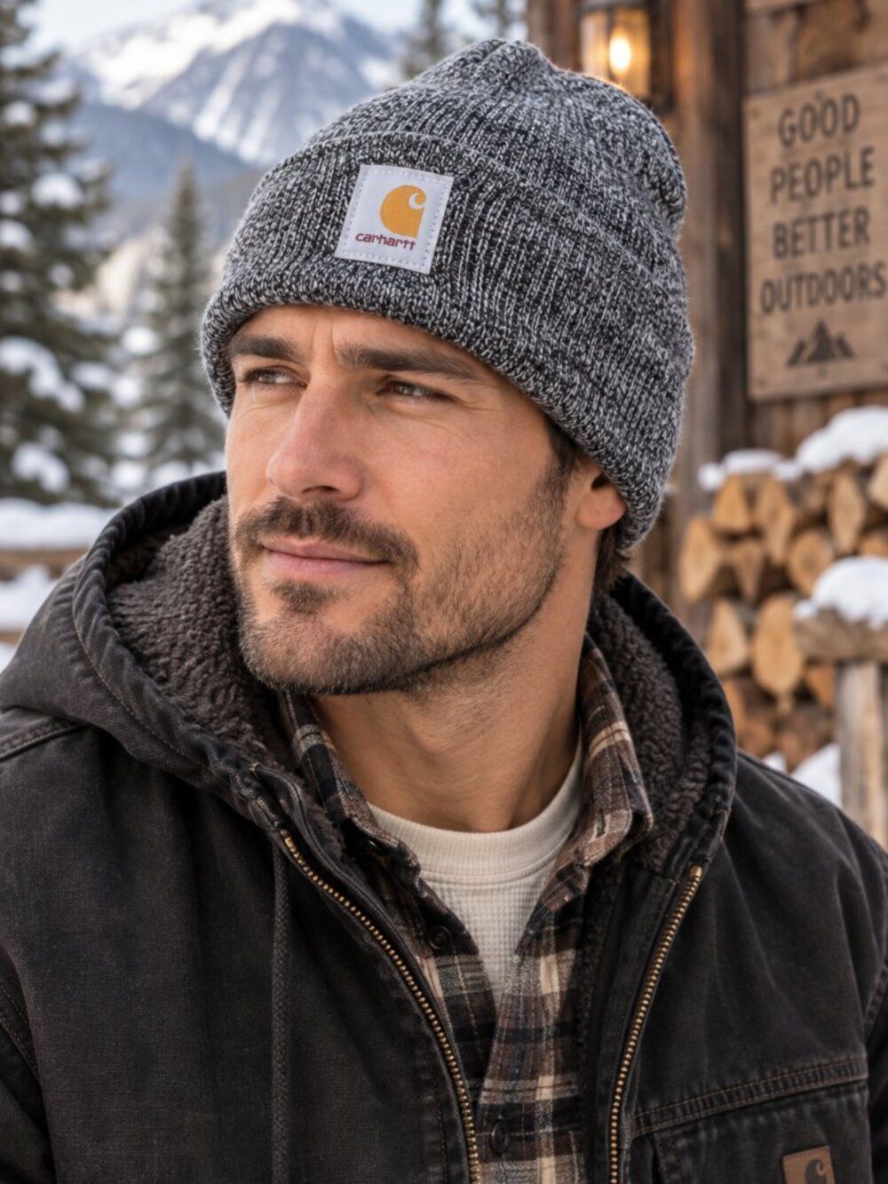 Carhartt Black Gray Knit Beanie Men's One Size Winter Outdoor Workwear